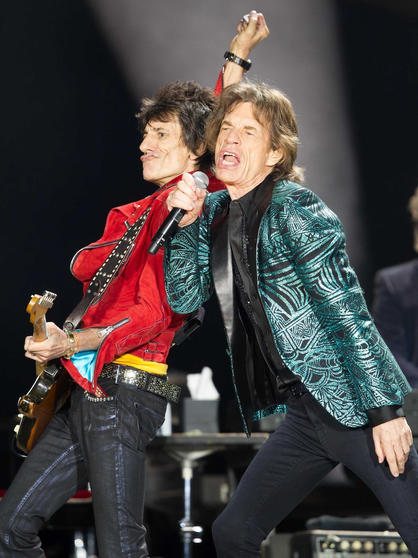 The Rolling Stones' Ronnie Wood and Mick Jagger