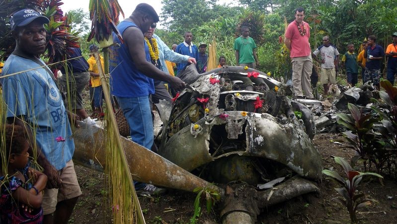 Wreckage of the plane shot down over Papua New Guinea in 1942.