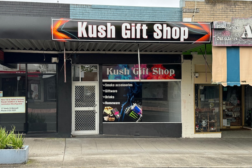 Kush Gift Shop shopfront in Morwell. 