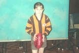 Moana Hope as a young Hawthorn supporter.
