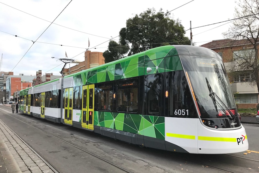 Stopped new Melbourne E Class tram in Melbourne.