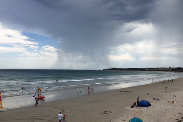 Smoke from Wonthaggi bushfire over Inverloch beach on December 19, 2015.