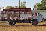 Santa driving a truck as part of a display contest in Isisford, Queensland