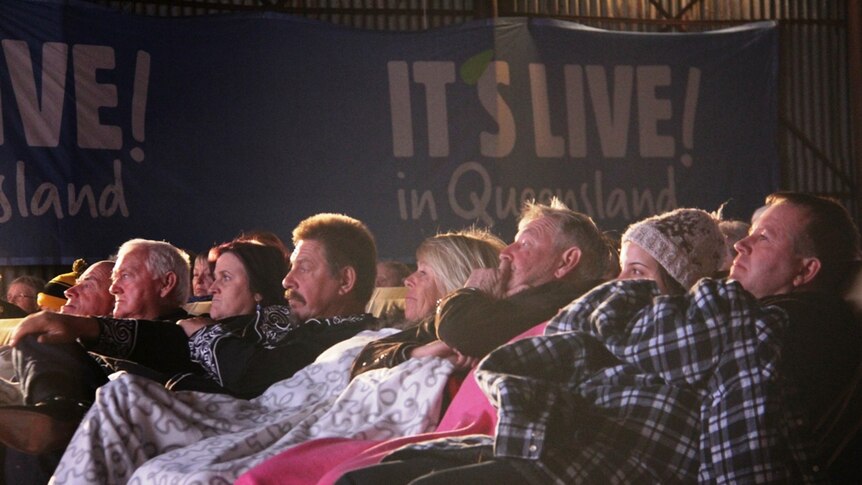 Hundreds of people wrapped up in blankets and jackets for the festival.