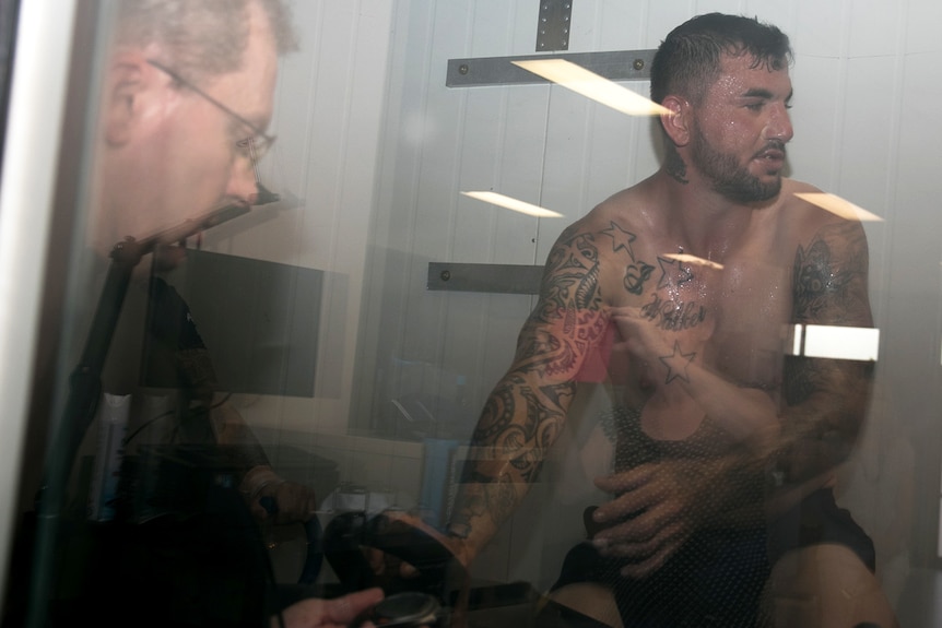 Scottish players sweating it out in the James Cook University heat chamber.