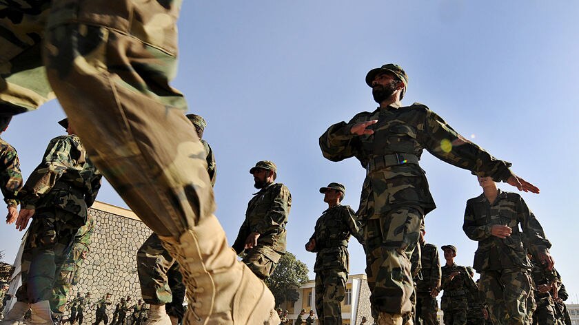 Afghan National Army soldiers graduating