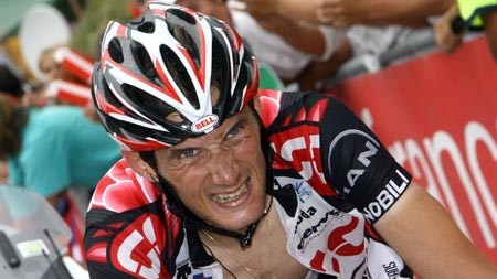 Frank Schleck grimaces on his way to winning on Alpe dHuez