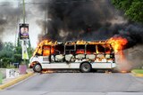 Mexico conflict bus on fire