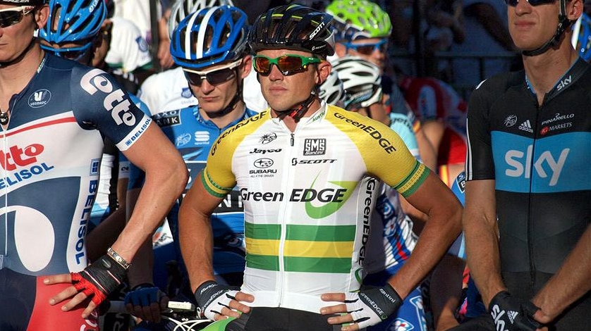 Simon Gerrans readies for the start of the Tour Down Under Classic.