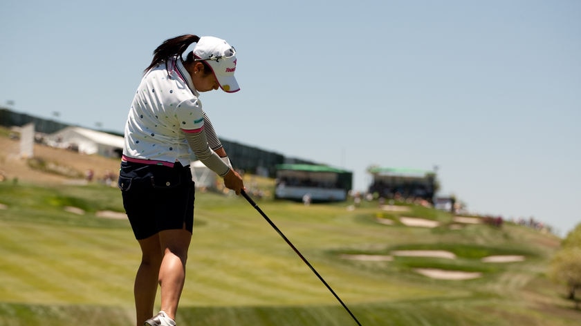 Leading the way: Ai Miyazato posted a 2-under par 71 for a 13-under total of 206.