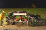 The wreckage of a car after a crash that killed a woman and teenage girl.