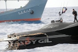 Damaged: the Sea Shepherd's Ady Gil came off worst in the collision