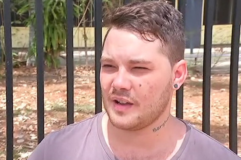 Cohen Warner, speaking outside Heatley State School in Townsville.