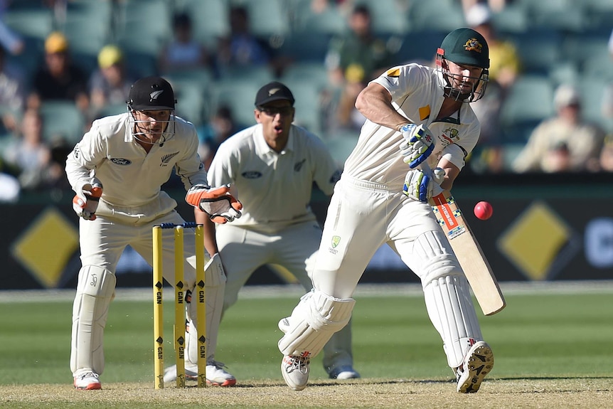 Shaun Marsh drives at the Adelaide Oval