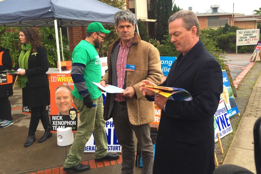 Christopher Pyne at the Sturt pre-poll station