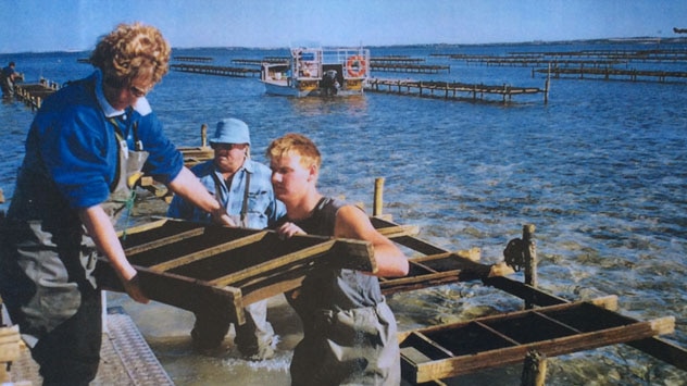 Family time at the oyster racks