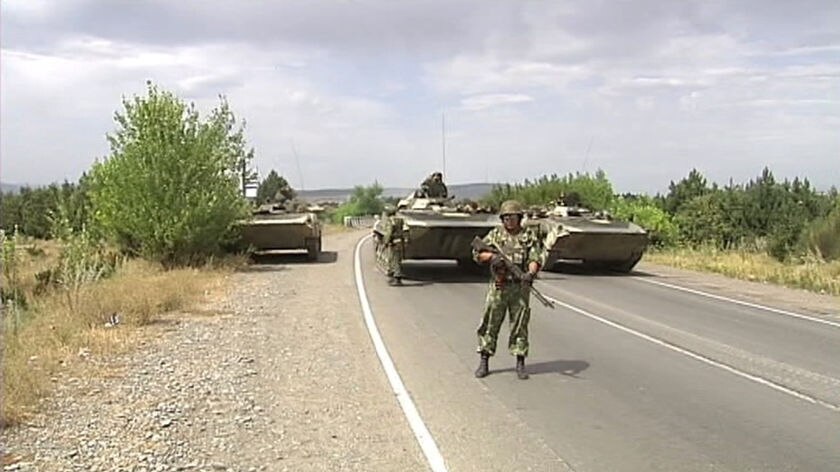 Russian forces had stopped journalists entering the Georgian town of Gori.