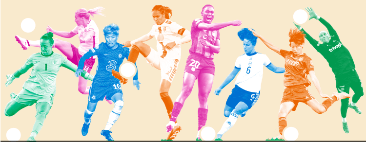 Colourful collage of players at the FIFA Women's World Cup 2023