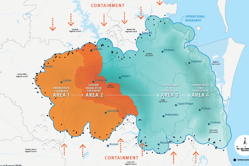 Map used to show what stage of eradication areas are.