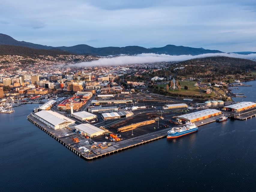 Aerial view of Macquarie Point development.