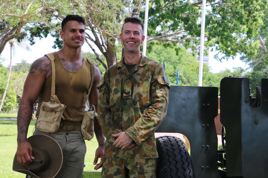 Lance Bombardier Tim Muhamad and Bombardier Matt Downie at Bombing of Darwin service.