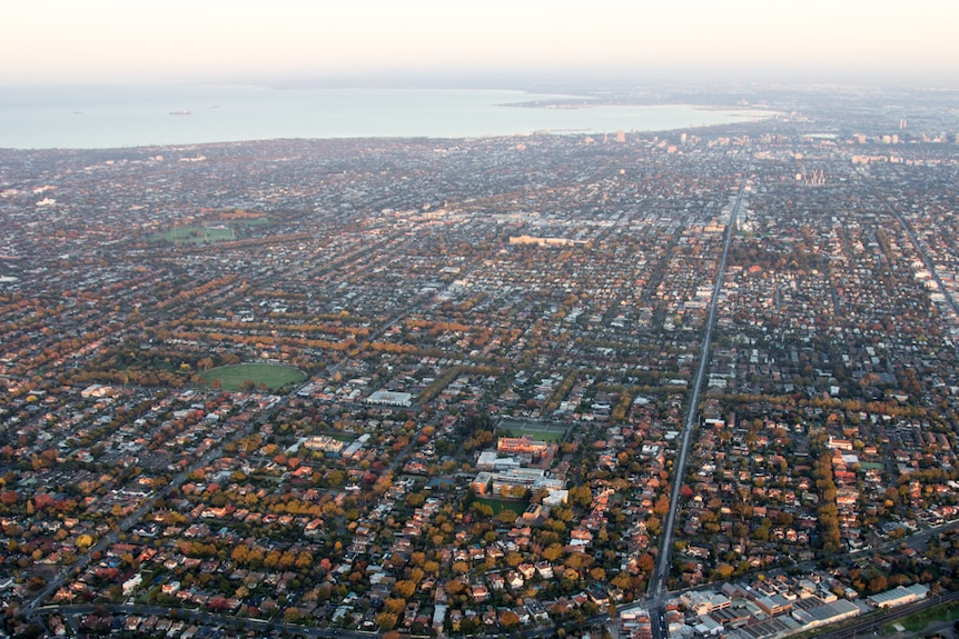 An aerial view of Melbourne.
