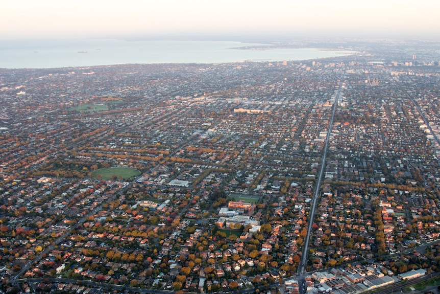 Aerial view of Melbourne