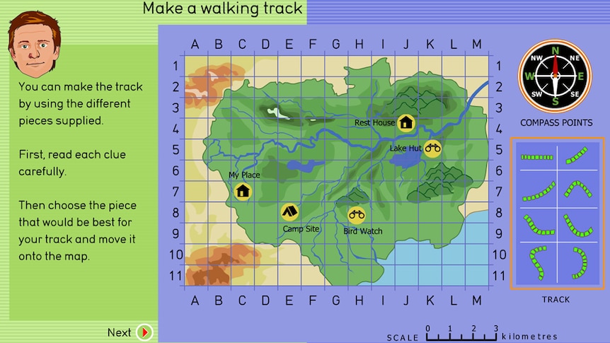 Rainforest game screenshot, map with grid overlaid