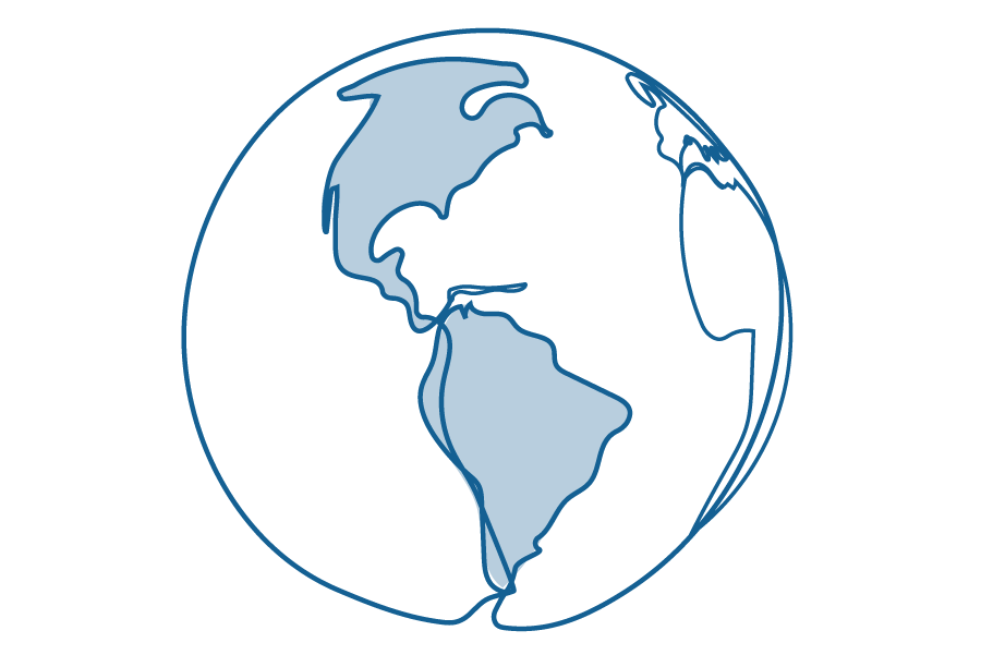 An illustration of the Earth, with North and South America in focus.