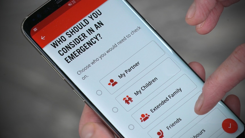 Close up of a mobile phone with a list of people you can select to consider in an emergency