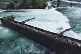 Shipwreck Iron Scow in the water of Niagara Falls.