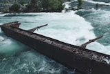 Shipwreck Iron Scow in the water of Niagara Falls.