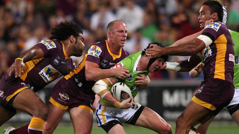 Biggest test...the Broncos may have to bring down the Raiders without skipper Darren Lockyer. (file photo)