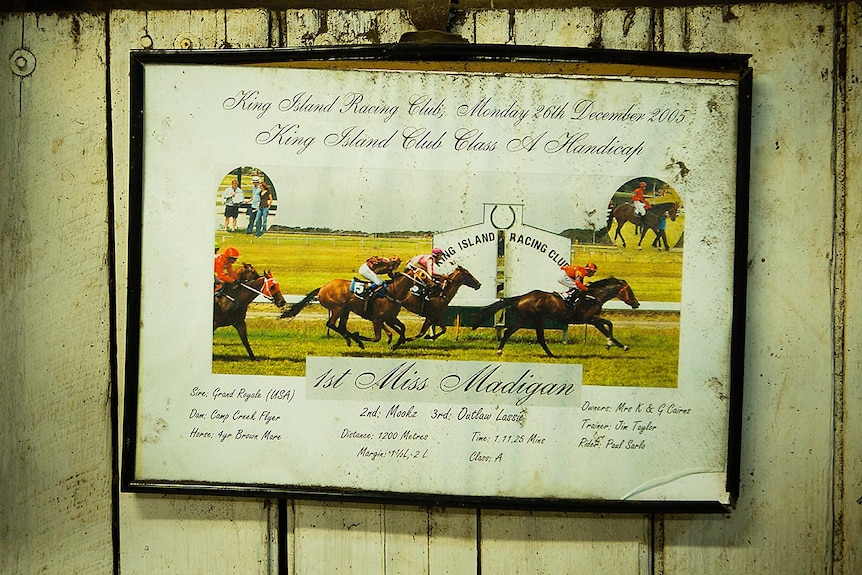 A race win memento in Jimmy Taylor's stables.