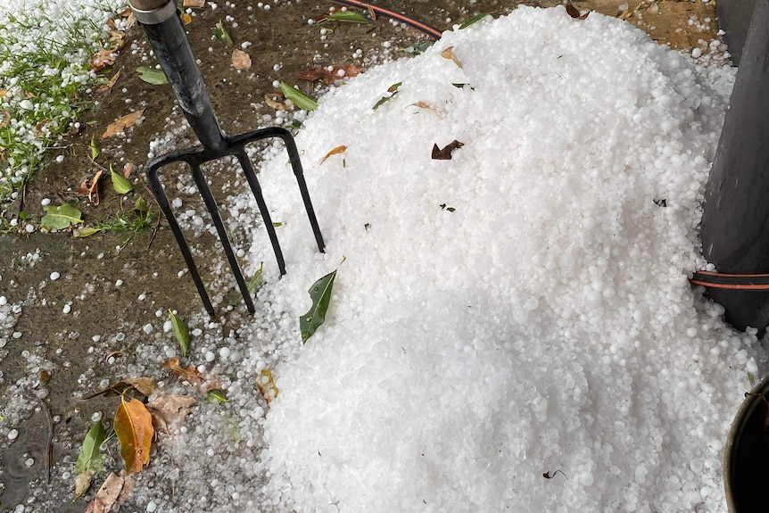 Winter hail blanketed parts of Murwillumbah in northern NSW.