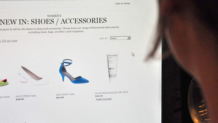 Woman browses an online clothes retailing store