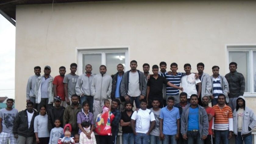 Some of the 78 Tamil asylum seekers picked up by The Oceanic Viking