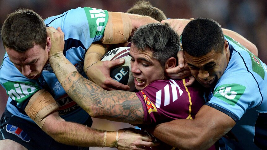 Corey Parker takes the ball forward during State of Origin II.