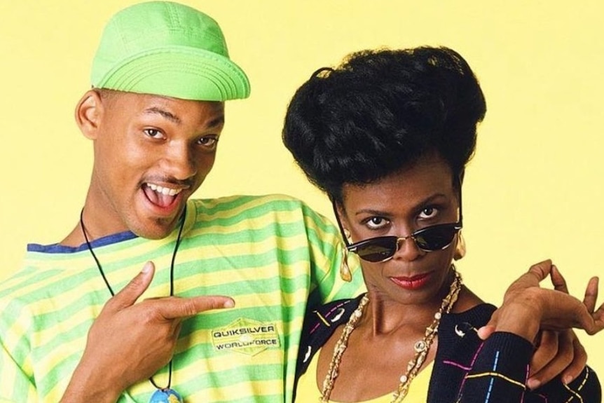 Will Smith and Janet Hubert pose in costume