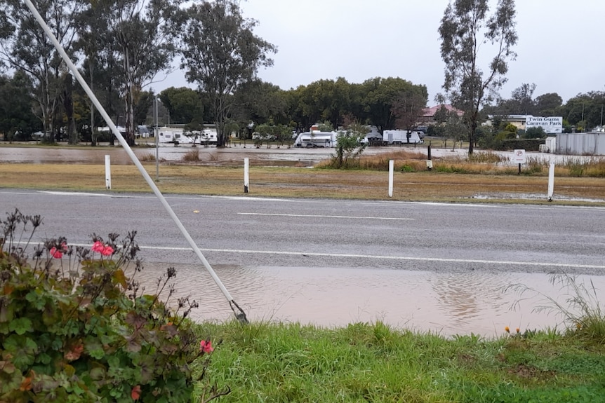Flooding at a caravan park.