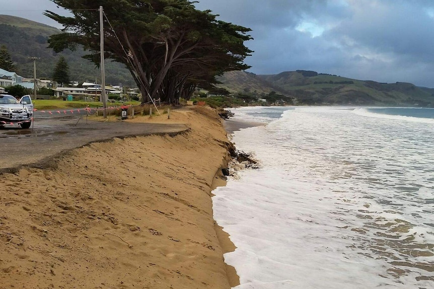The beach at Apollo Bay after 6,000 cubic metres of sand were brought in.