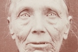 Black and white portrait of an elderly woman from the 1800s