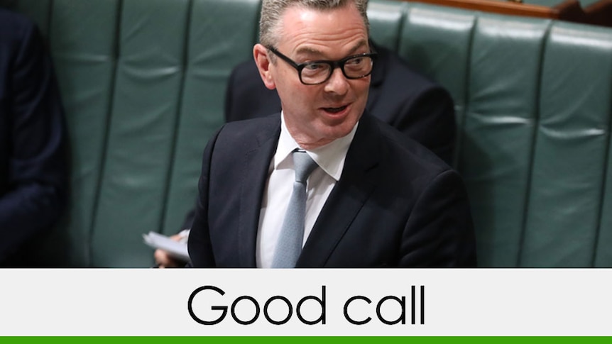 christopher pyne verdict good call green