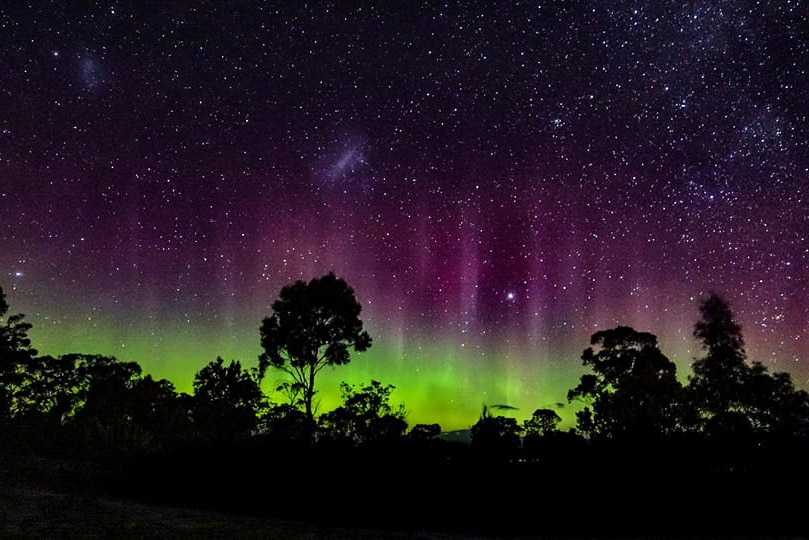 Aurora australis in Tasmanian night sky