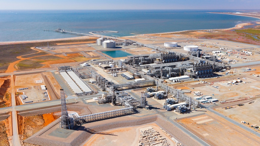 An aerial photo of the Wheatstone gas plant.