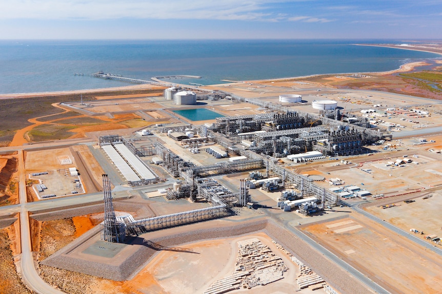 An aerial photo of the Wheatstone gas plant.