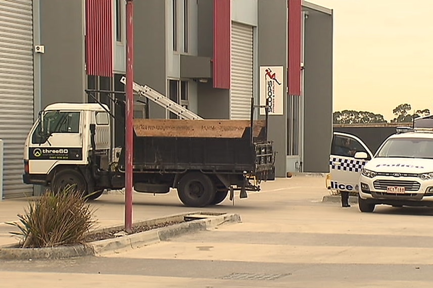 A truck outside a small plumbing factory in Mordialloc.