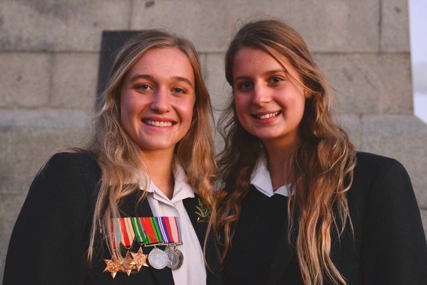 Charlotte Kenny and Meg Francis at Hobart Dawn Service, 2018.