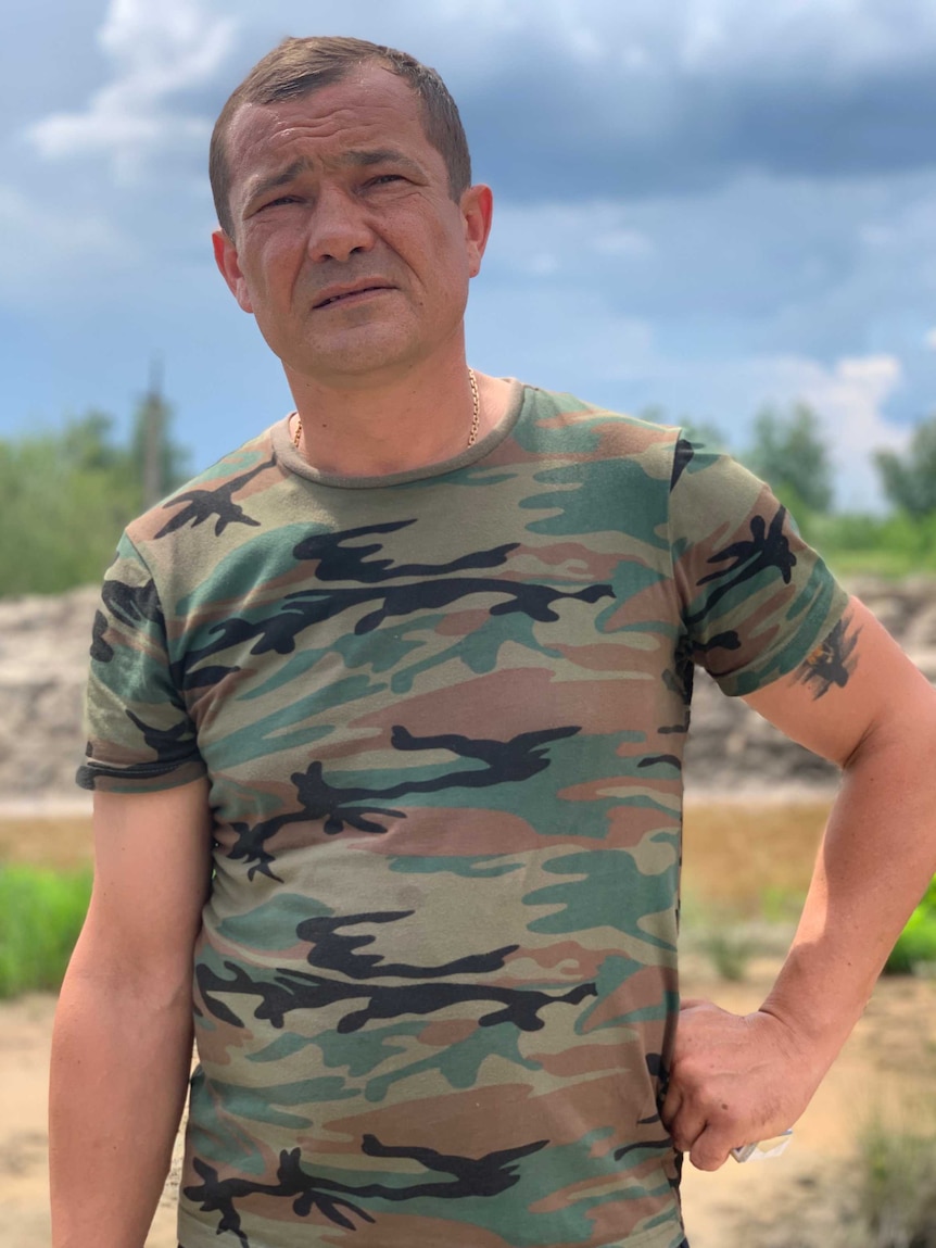 Oleksander Vasiliev pictured at an amber mine.
