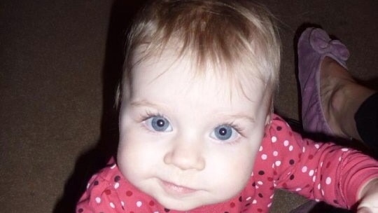 A close up photo of Queensland baby girl Evie Sawyer who has cystic fibrosis 